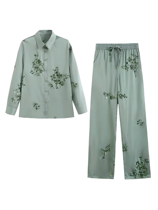 Conjunto Eliza - Estampado com Flores - com Botões (Leve e Soltinho para o Verão)