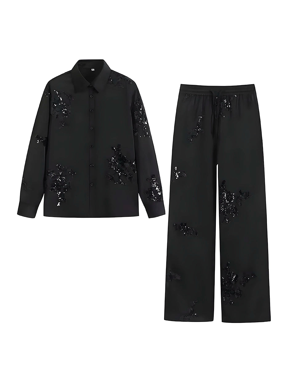 Conjunto Eliza - Estampado com Flores - com Botões (Leve e Soltinho para o Verão)
