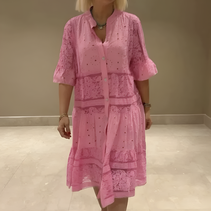 Vestido Lavinia – Encaje con Escote en V y Manga Corta | El vestido favorito del verano ☀️🌸